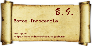 Boros Innocencia névjegykártya